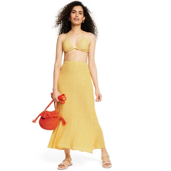 RHODE Dresses & Skirts - Dainty Lotus Print Midi Skirt - RHODE × Target Yellow/Turquoise NWT